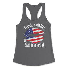 4th of July Red, white, and Smooch! Funny Patriotic Lips print - Dark Grey
