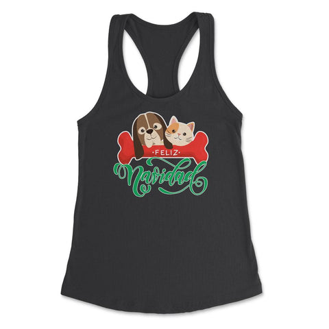 Pet Lovers Felíz Navidad Funny T-Shirt Tee Gift Women's Racerback Tank