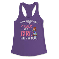 Funny Never Underestimate Power Of Girl With A Book Reading print - Purple