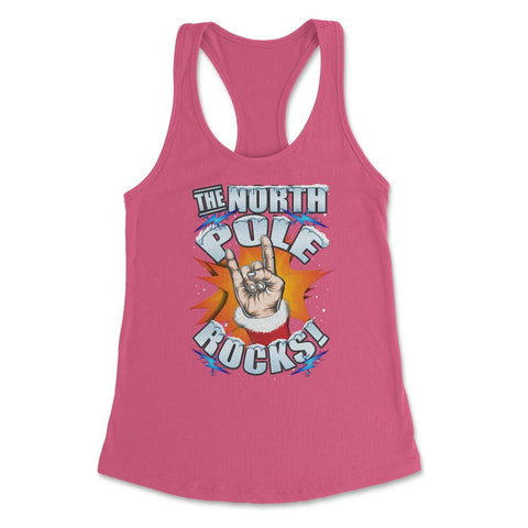The North Pole Rocks Christmas Humor T-shirt Women's Racerback Tank