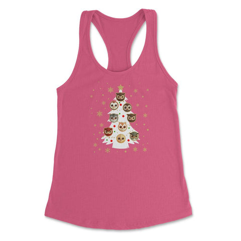 Owls XMAS Tree T-Shirt Cute Funny Humor Tee Gift Women's Racerback