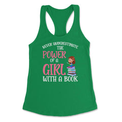 Funny Never Underestimate Power Of Girl With A Book Reading print - Kelly Green