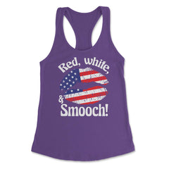 4th of July Red, white, and Smooch! Funny Patriotic Lips print - Purple