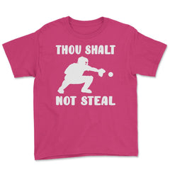 Funny Baseball Catcher Humor Thou Shalt Not Steal Christian print - Heliconia