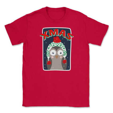 XMAS Owl Cute Funny Humor graphic Tee Gift Unisex T-Shirt - Red