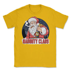 XMAS Naughty Claus Funny Humor T-Shirt Tee Gift Unisex T-Shirt - Gold