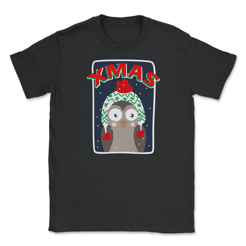 XMAS Owl Cute Funny Humor graphic Tee Gift Unisex T-Shirt - Black