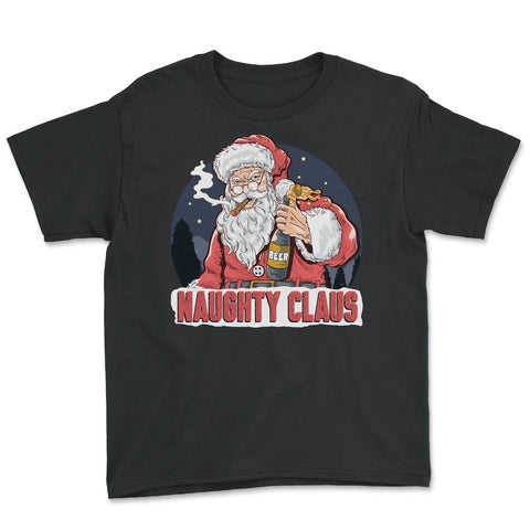 XMAS Naughty Claus Funny Humor T-Shirt Tee Gift Youth Tee - Black